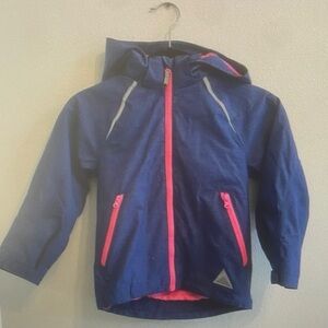 Kids Navy Softshell Jacket with Pink Accents